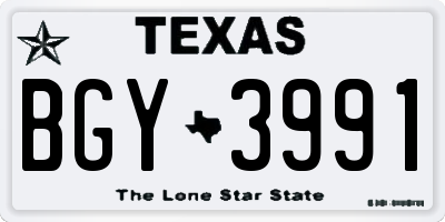 TX license plate BGY3991
