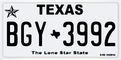 TX license plate BGY3992