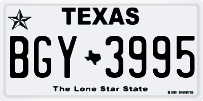 TX license plate BGY3995