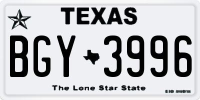 TX license plate BGY3996