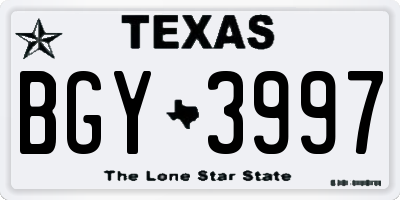 TX license plate BGY3997