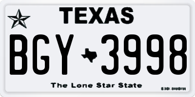 TX license plate BGY3998