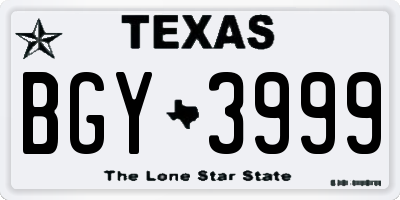 TX license plate BGY3999