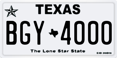 TX license plate BGY4000