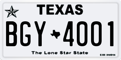 TX license plate BGY4001