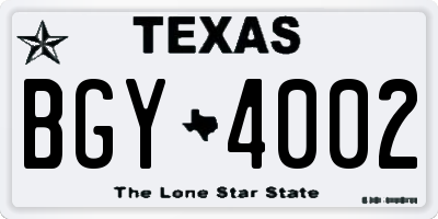 TX license plate BGY4002