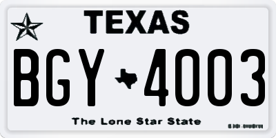 TX license plate BGY4003