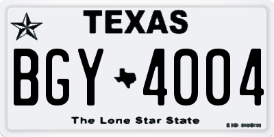 TX license plate BGY4004