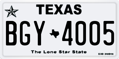 TX license plate BGY4005