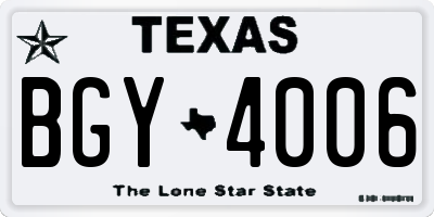 TX license plate BGY4006