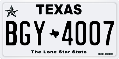 TX license plate BGY4007