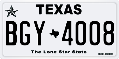 TX license plate BGY4008