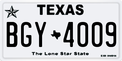 TX license plate BGY4009