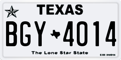 TX license plate BGY4014
