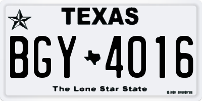 TX license plate BGY4016
