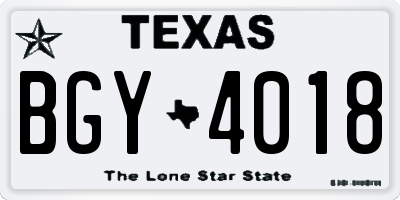 TX license plate BGY4018