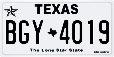 TX license plate BGY4019