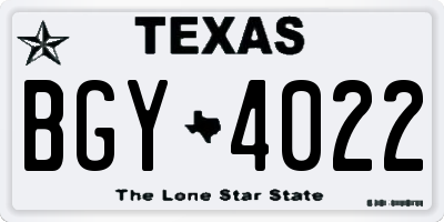 TX license plate BGY4022