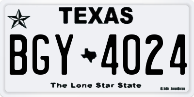 TX license plate BGY4024