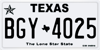 TX license plate BGY4025