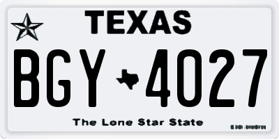 TX license plate BGY4027
