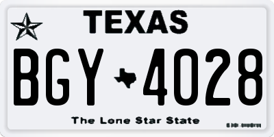 TX license plate BGY4028