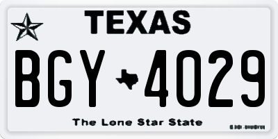 TX license plate BGY4029
