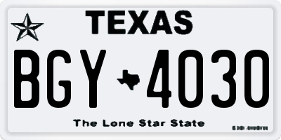 TX license plate BGY4030