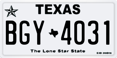 TX license plate BGY4031