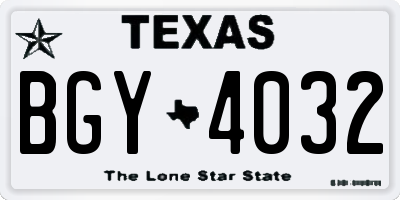 TX license plate BGY4032