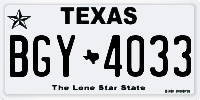 TX license plate BGY4033