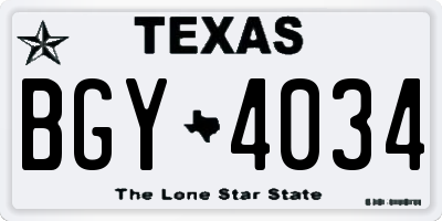 TX license plate BGY4034