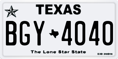 TX license plate BGY4040