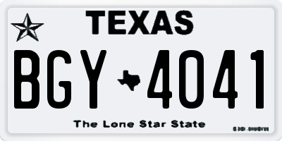 TX license plate BGY4041