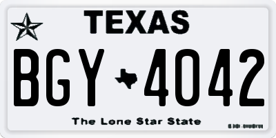 TX license plate BGY4042