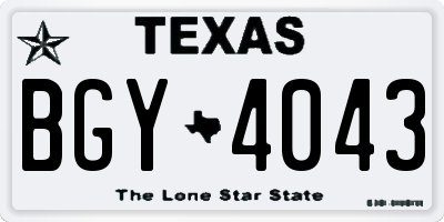 TX license plate BGY4043
