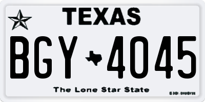 TX license plate BGY4045