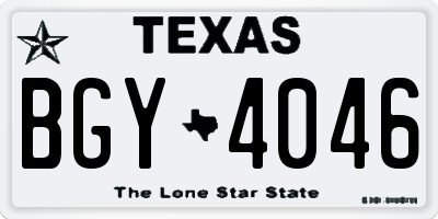 TX license plate BGY4046