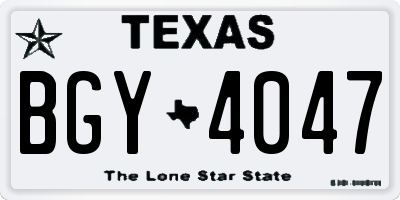 TX license plate BGY4047