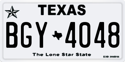 TX license plate BGY4048