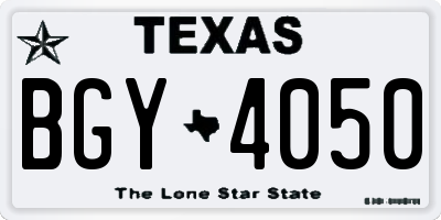 TX license plate BGY4050