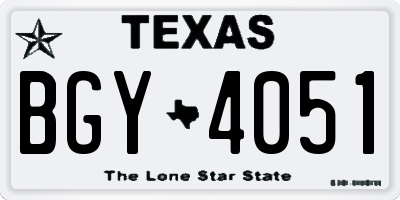 TX license plate BGY4051