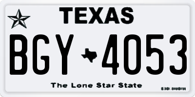 TX license plate BGY4053