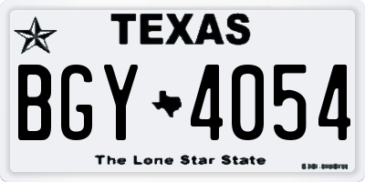 TX license plate BGY4054