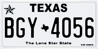 TX license plate BGY4056