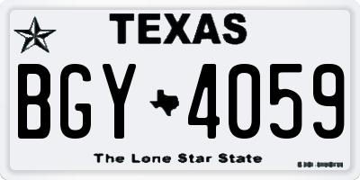 TX license plate BGY4059