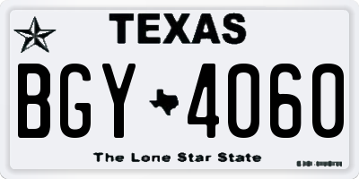 TX license plate BGY4060