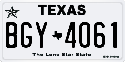 TX license plate BGY4061