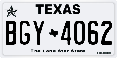 TX license plate BGY4062