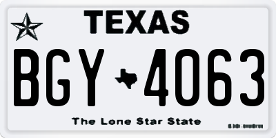 TX license plate BGY4063